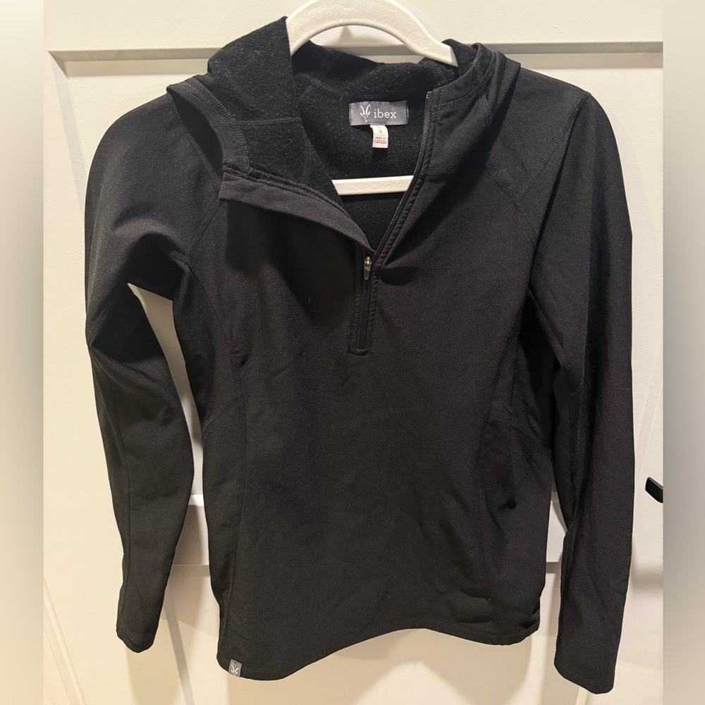 Ibex Black Merino Wool Blend 1/4 Zip Pullover Women’s Small Made in Canada Base